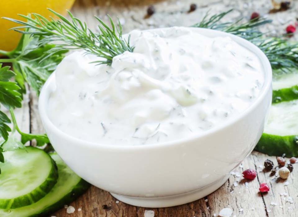 ranch dressing in white bowl